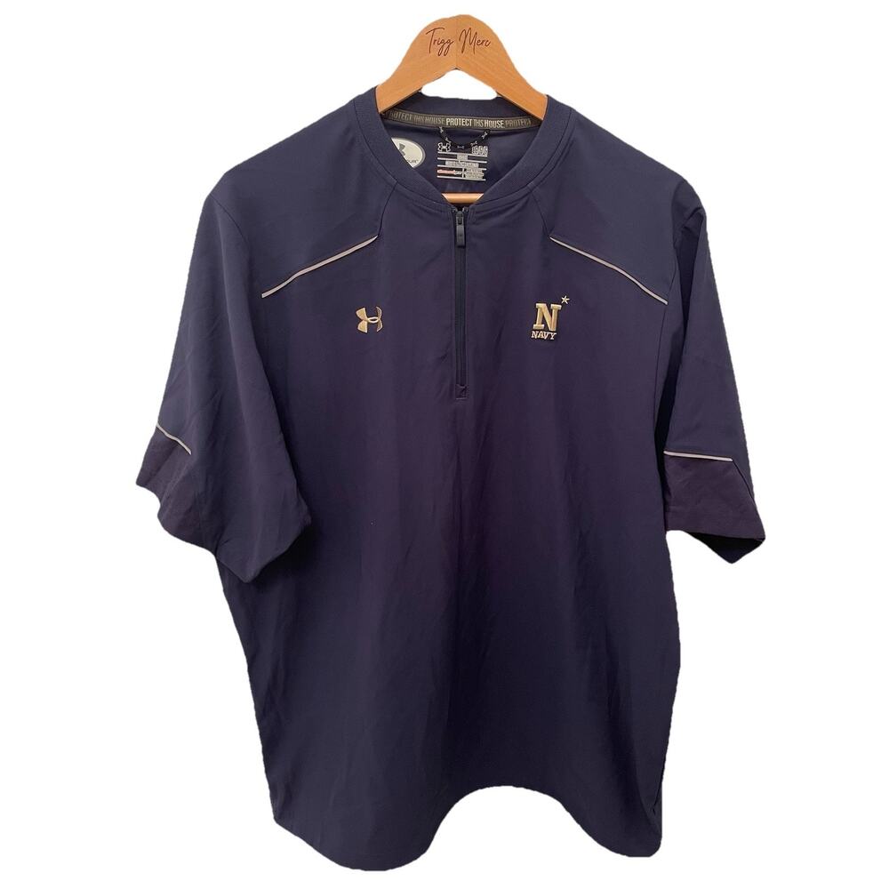 Under Armour UA Men's L Navy Midshipmen 1/4 Zip Athletic Pullover Loose Fit